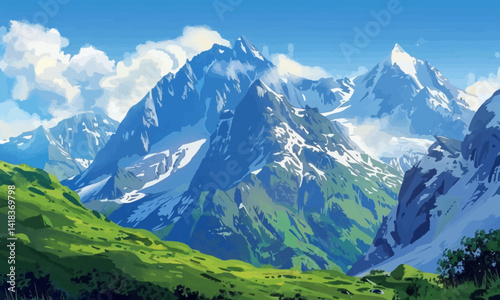 landscape with mountains Discover stunning landscape with mountains vector illustrations
