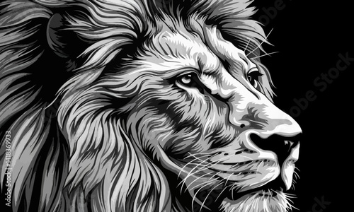 lion head icon Explore this stunning vector illustration of a majestic lion. This high-quality vector graphic captures the power and beauty of the lion