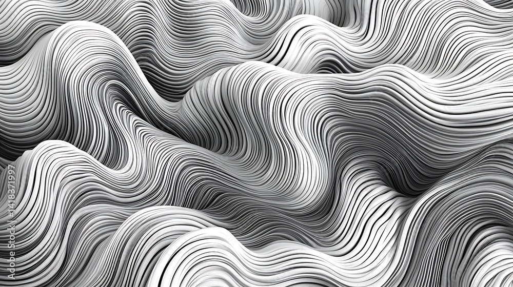 Fototapeta premium Abstract White Layered Waves, Abstract white layered waves create a flowing, serene pattern
