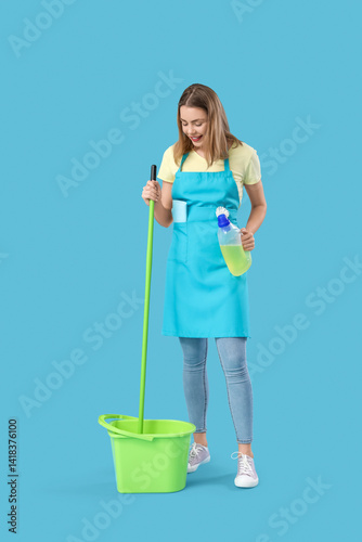 Young woman with bottle of ...