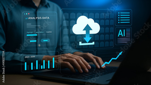 Futuristic Data Interface with AI-Powered Cloud Analytics