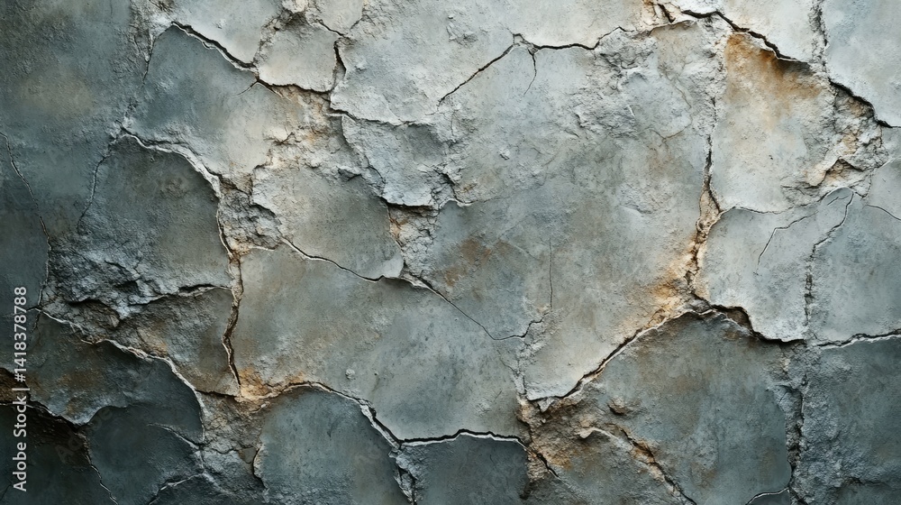 Fototapeta premium Weathered concrete surface with extensive cracking.