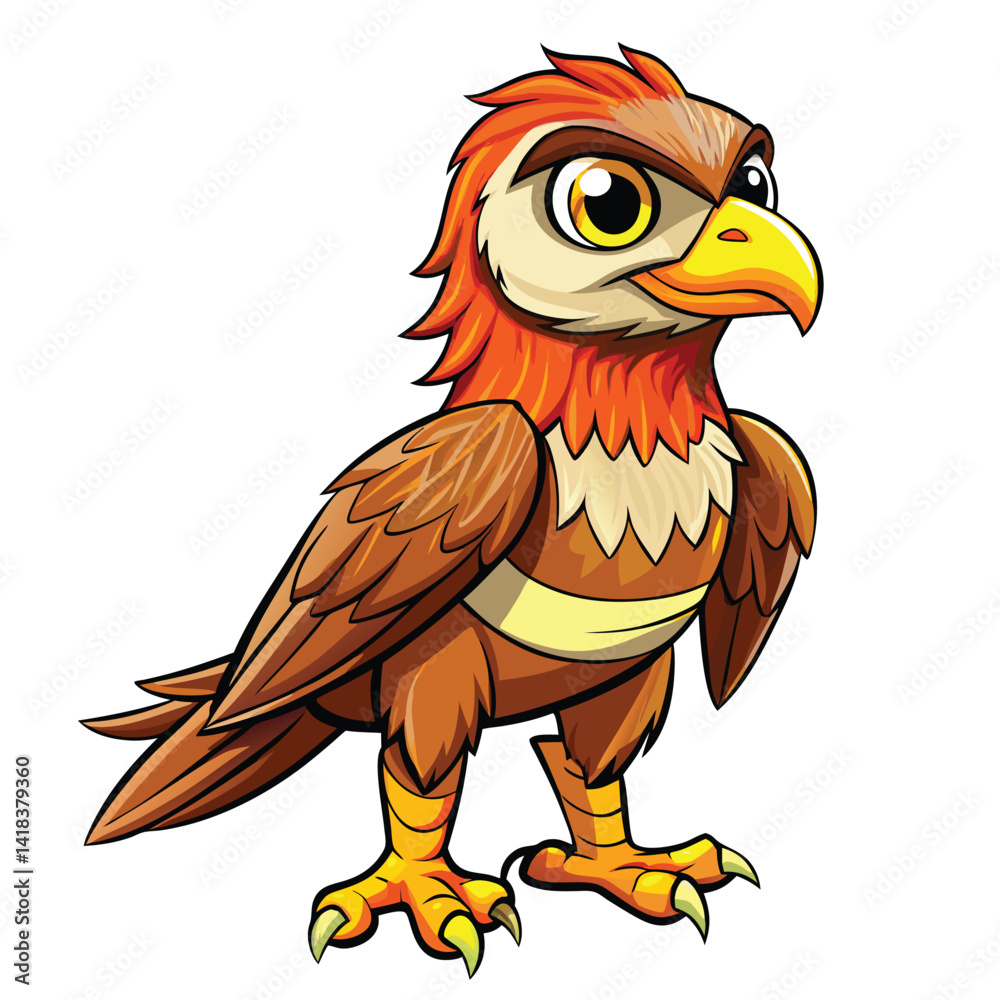 Obraz premium Cartoon bird, fierce and alert