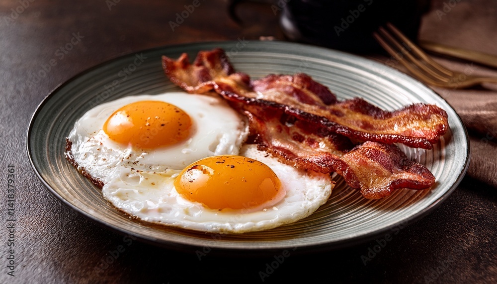 Fried eggs and fried bacon Fried eggs and fried bacon