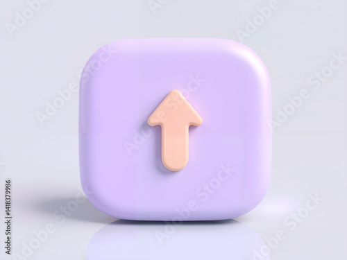 Obraz na płótnie 3D pastel purple square button with up arrow icon, rendered with soft shadows and modern minimal design. Generative AI w salonie