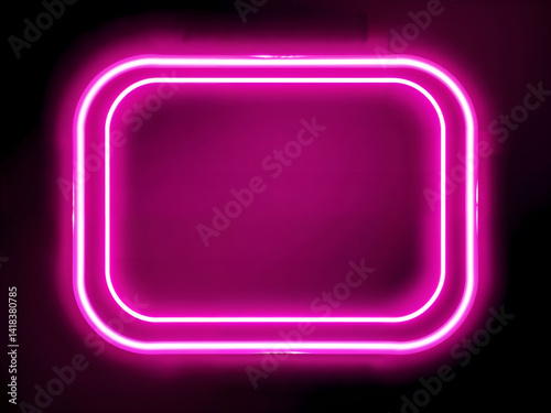 Obraz na płótnie Glowing neon pink rectangular frame over dark background, perfect for digital poster, ad template, or tech theme. Generative AI w salonie