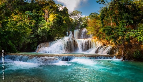 The Dunn's River Falls in Jamaica