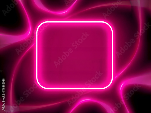 Pink neon rectangular frame with abstract swirling effects, creating a futuristic and modern aesthetic look. Generative AI
