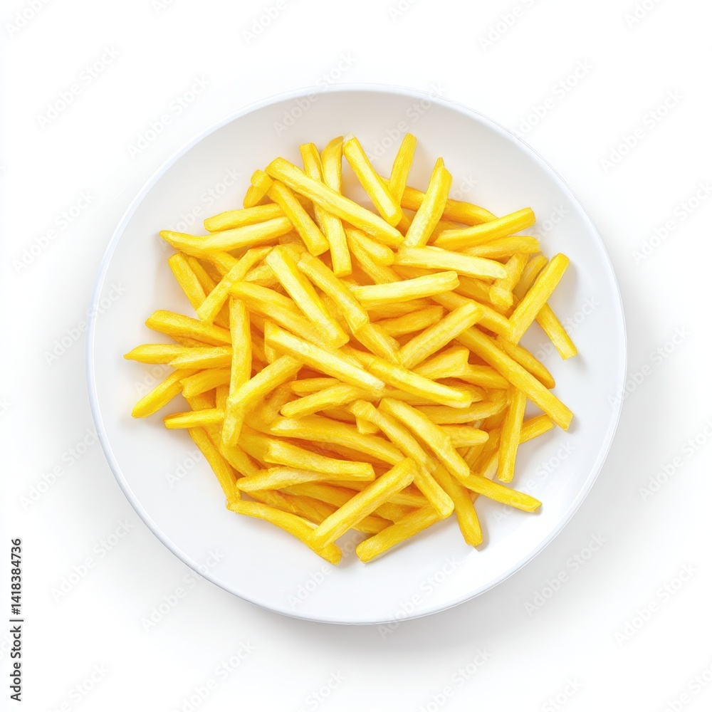 French fries on a plate isolated on white background French fries on a plate isolated on white background