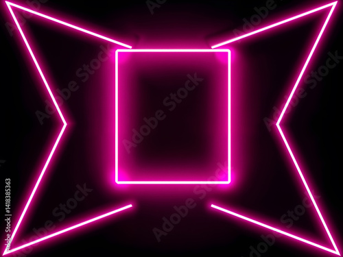 Obraz na płótnie Square pink neon with glowing diagonal beams forming a dynamic sci-fi frame with futuristic energy. Generative AI w salonie
