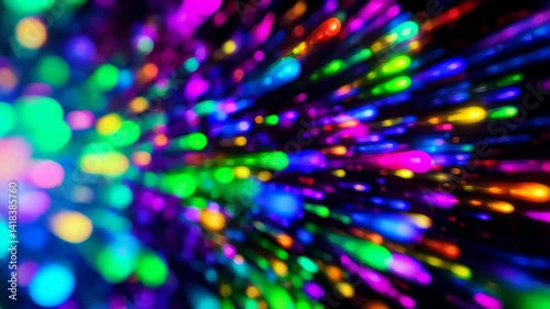 Wallpaper Mural Radial burst of rainbow sparkles and neon lights in dark environment with central glow Torontodigital.ca