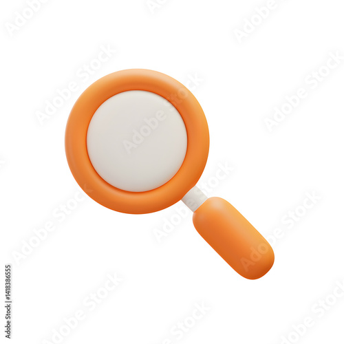 3D Rendered Orange Magnifying Glass Icon