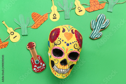 Painted human skull for Mex...