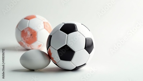 Perfect spiral football, clean white backdrop Ideal for sports themes , competition, game