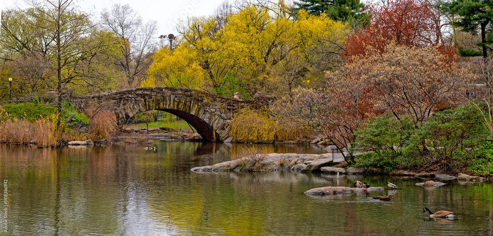 Gapstow Bridge in Central Park, early spring