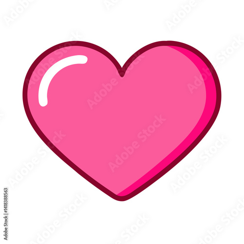 Vibrant Pink Heart Shape Symbolizing Love and Affection in a Playful Design