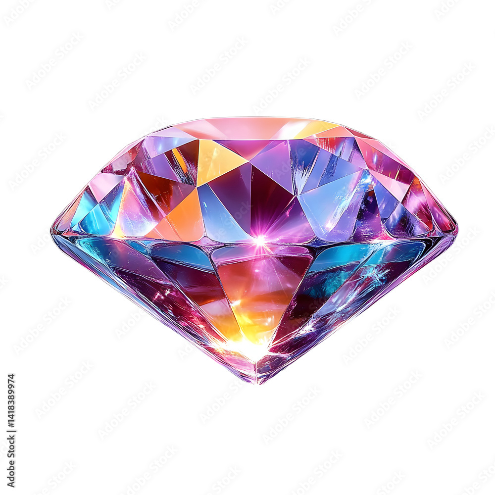 Isolated Sparkling Iridescent Diamond Stone Isolated Sparkling Iridescent Diamond Stone
