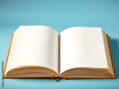 Obraz na płótnie Open book with blank pages on blue gradient background, perfect for education, reading, or knowledge themes. Generative AI w salonie