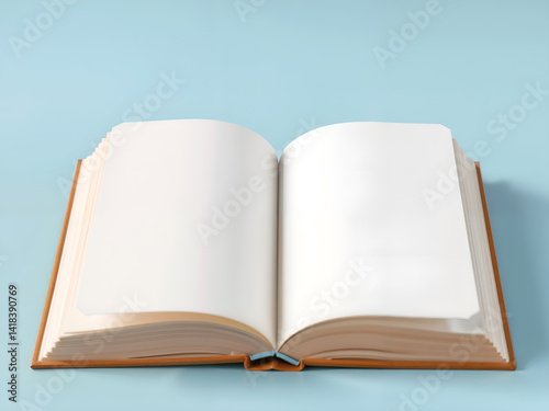 Obraz na płótnie Open book with blank pages on blue gradient background, perfect for education, reading, or knowledge themes. Generative AI w salonie