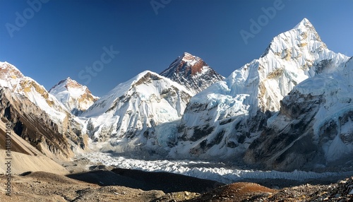 Beautiful Landscape of Everest and Lhotse peak