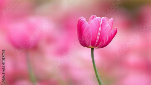 Pink Tulip Flower in Soft Focus with Blurred Background