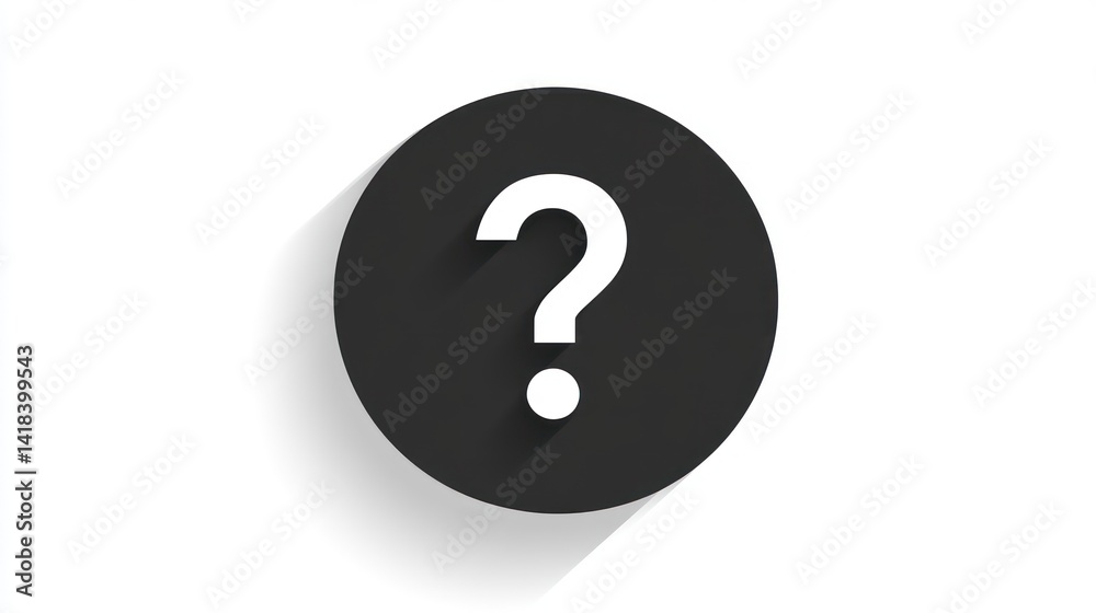 Question Mark Icon Black Circle with White Query Symbol for FAQs Help Sections and Informati Question Mark Icon Black Circle with White Query Symbol for FAQs Help Sections and Informati