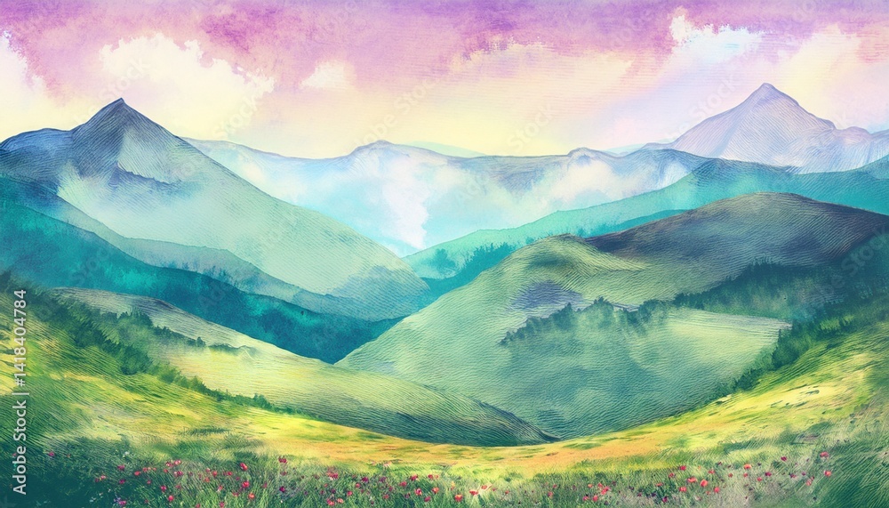 Fototapeta premium beautiful creative mountain and hills landscape abstract background