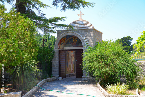 Obraz na płótnie Gatehouse of the Reževići Monastery in Montenegro - Serbian orthodox monastery near Budva and the Adriatic Sea w salonie