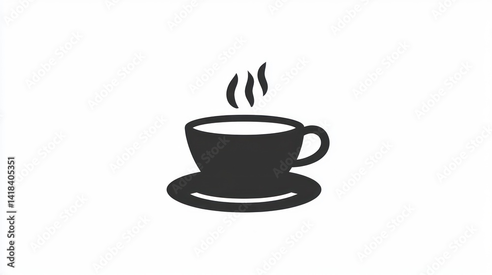 Hot Beverage Icon Minimalist Black and White Coffee Cup with Steam for Design Marketing and Hot Beverage Icon Minimalist Black and White Coffee Cup with Steam for Design Marketing and