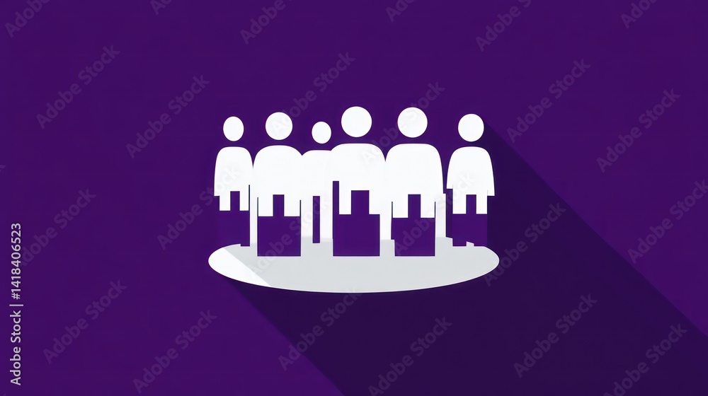 Group of people icon on purple background vector illustration for community teamwork and soc