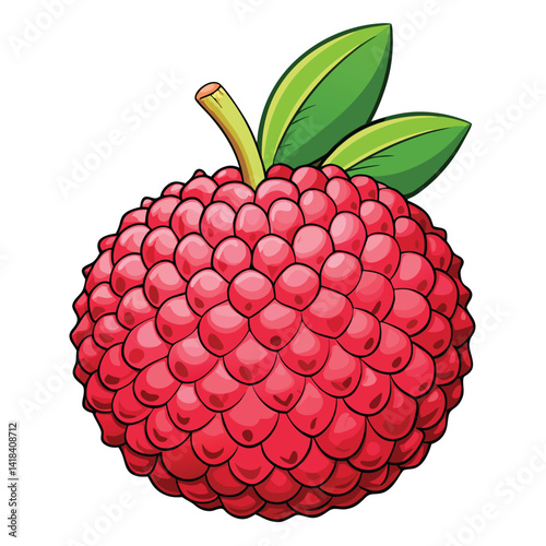 Vibrant red fruit with green leaves