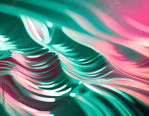 Swirls of teal and pink intertwine in an enchanting display, capturing the eye with their fluid movement and captivating luminosity, evoking a dreamlike realm Generative AI