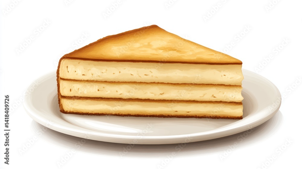 Delicious Slice of Layered Cake on a Plate Perfect for Dessert Illustrations and Culinary Cont