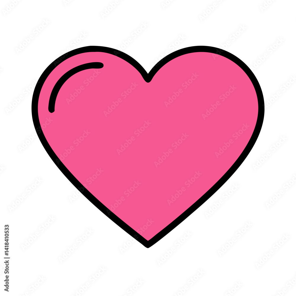 Vibrant Pink Heart Shape Symbolizing Love and Affection in a Playful Design