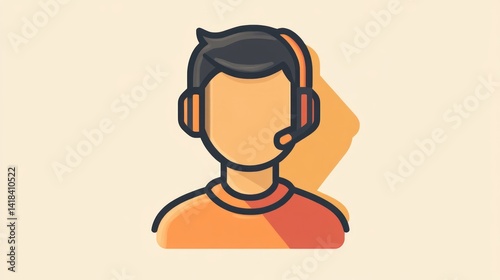 Customer Support Representative with Headset Professional Assistance Icon