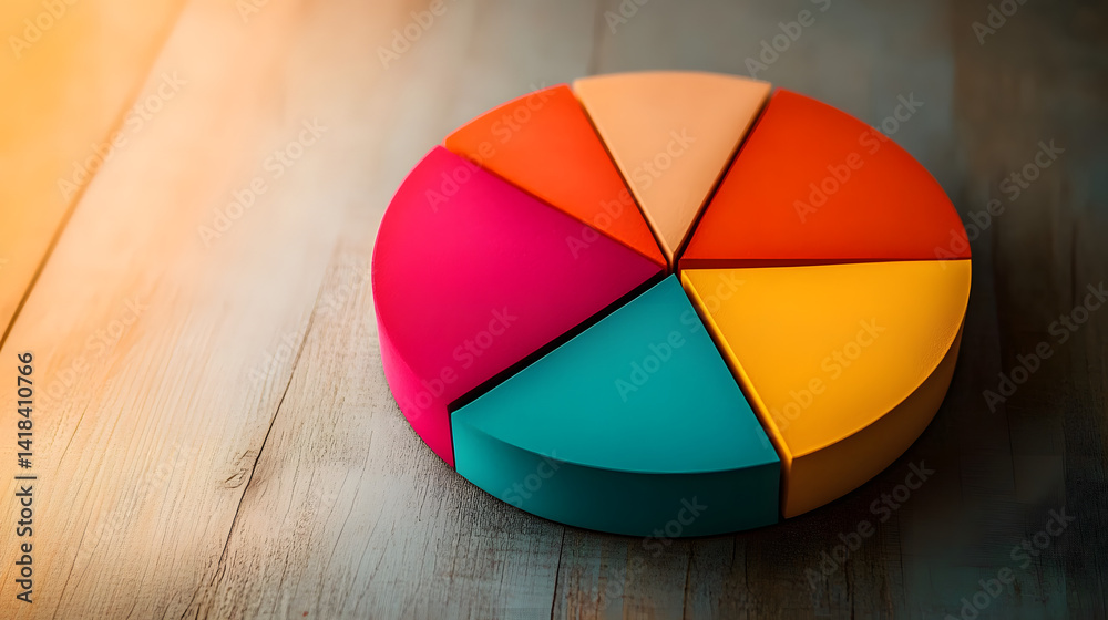 Fototapeta premium A vibrant pie chart illustrating the distribution of compensation elements, such as base salary, bonuses, and benefits