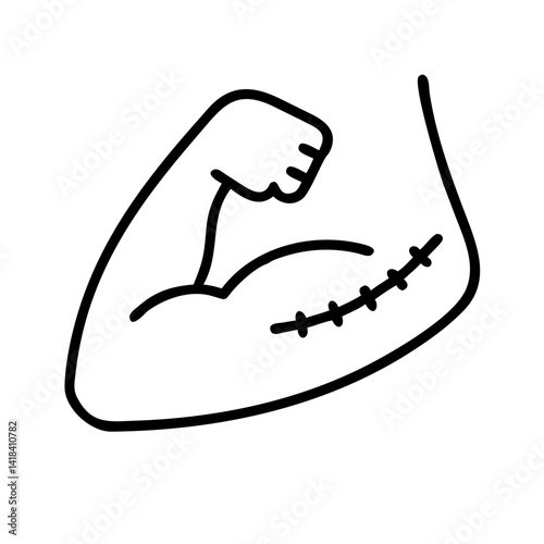 Minimalist black line icon of a bitten candy or sweet wrapper, symbol of sugar consumption, snack, treat or unhealthy habit on white background