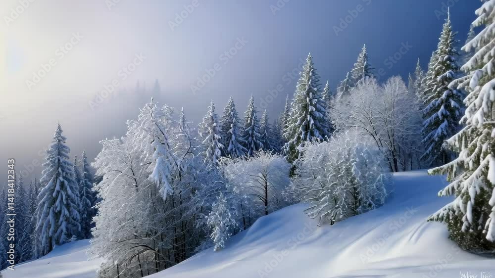 Enchanting winter landscape with trees cloaked in snow, a serene forest adorned in nature's white attire. Ai Generated Enchanting winter landscape with trees cloaked in snow, a serene forest adorned in nature's white attire. Ai Generated