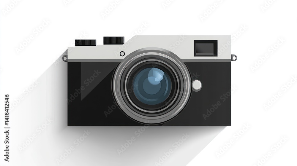 Compact Camera Illustration with Modern Design and Realistic Lens Details for Photography Enthu Compact Camera Illustration with Modern Design and Realistic Lens Details for Photography Enthu