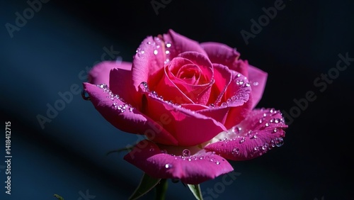 pink rose on black background
