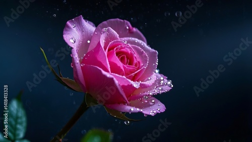 pink rose with water drops