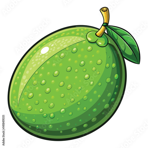 Vibrant Green Citrus Fruit with Droplets