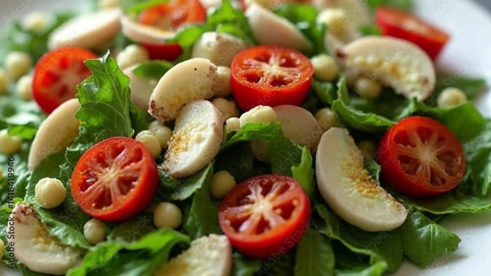 Fresh vegetable salad with feta cheese, tomatoes, cucumbers, olives, and mozzarella Fresh vegetable salad with feta cheese, tomatoes, cucumbers, olives, and mozzarella