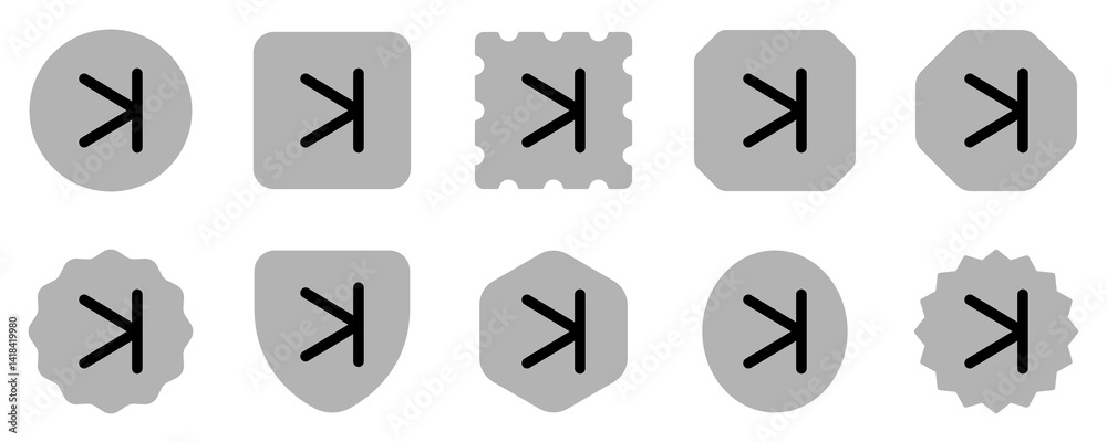 Vector arrow chevron with line right icon. Black, white background. Perfect for app and web interfaces, infographics, presentations, marketing, etc. Vector arrow chevron with line right icon. Black, white background. Perfect for app and web interfaces, infographics, presentations, marketing, etc.