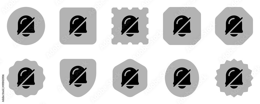 Vector notification off, bell icon. Black, white background. Perfect for app and web interfaces, infographics, presentations, marketing, etc.