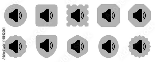 Vector volume, speaker, megaphone icon. Black, white background. Perfect for app and web interfaces, infographics, presentations, marketing, etc.