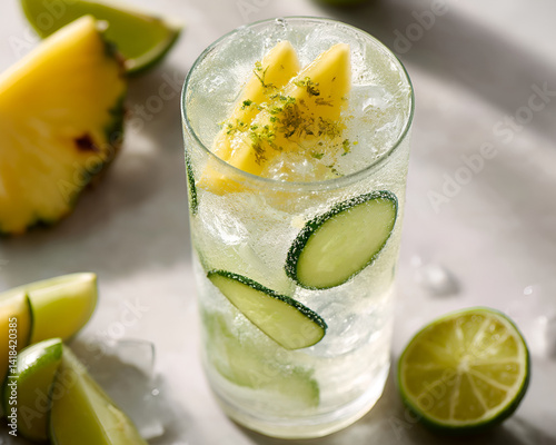 Pineapple cucumber tonic with refreshing lime zest