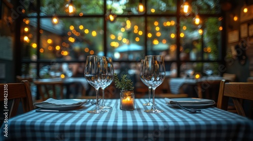 Restaurant table setting at night