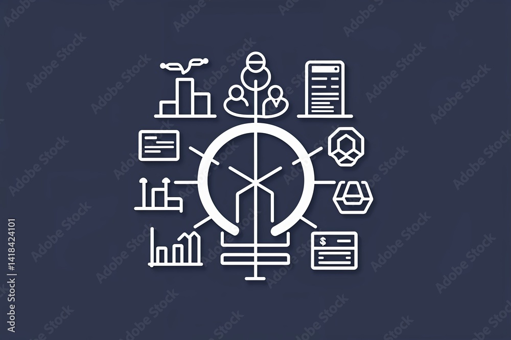 Obraz premium Streamlined Line Art Resource Allocation Icon for Finance and Business Use