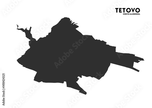 tetovo city, north macedonia silhouette vector map